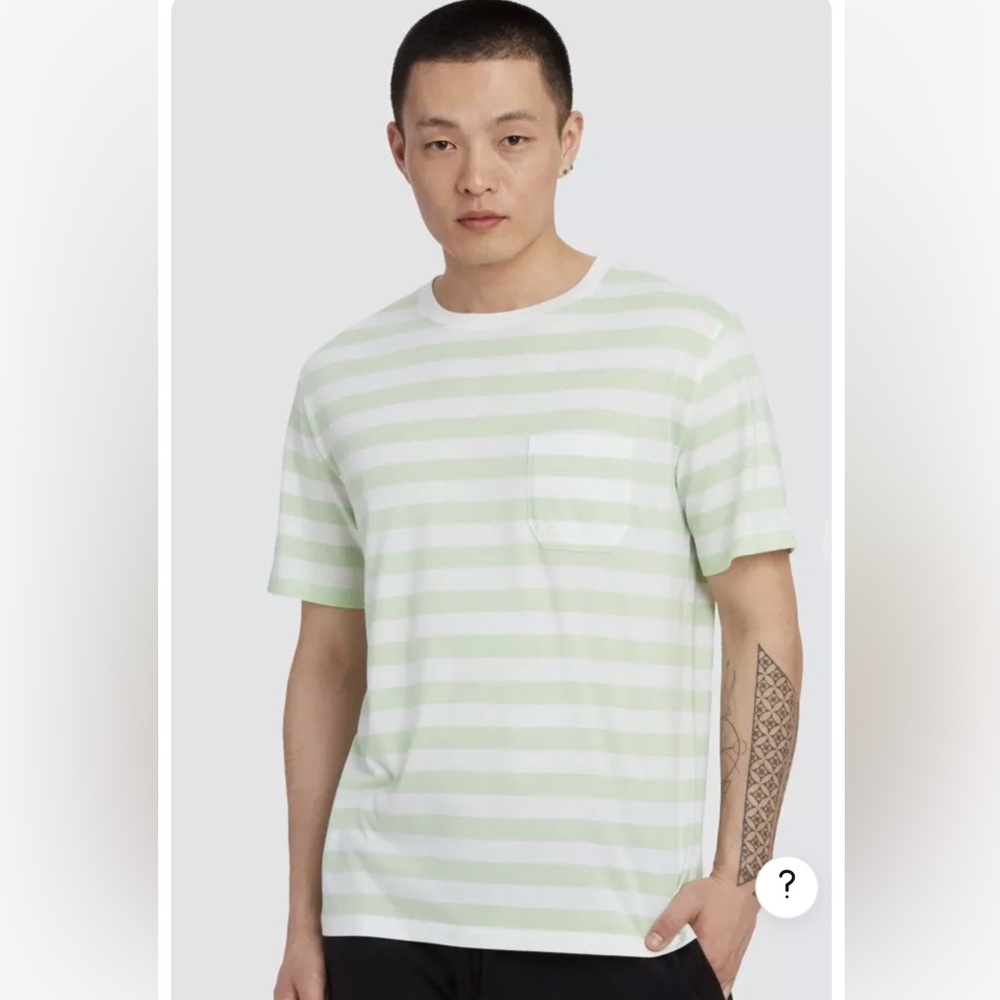 RICHER POORER Men’s Striped Neo-Mint Short Sleeve Pocket Tee T Shirt Size XL